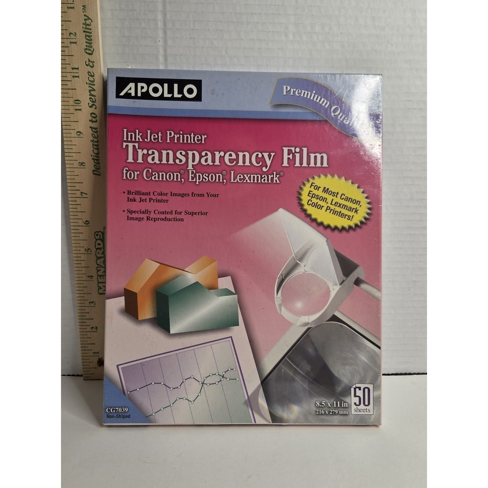 NEW Apollo Inkjet Transparency Film - 50 Sheets CG7039 Premium Quality 8.5 x 11